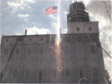 Nauvoo Temple - Installing the Angle Moroni